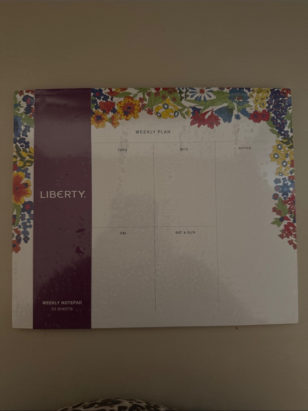 Liberty Floral Weekly Planner Pad - Purple Spine with Multicolor Flowers